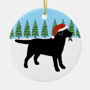 Julen svärtar den Labrador Santa hatten Julgransprydnad Keramik