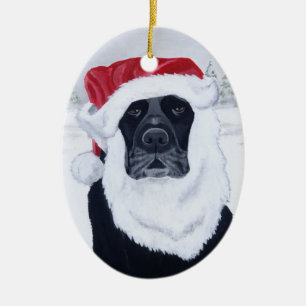 Julen svärtar Labrador Santa Julgransprydnad Keramik
