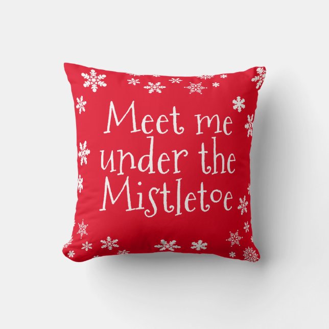 Julen träffade mig under Mistletoe Red White Kudde (Framsida)