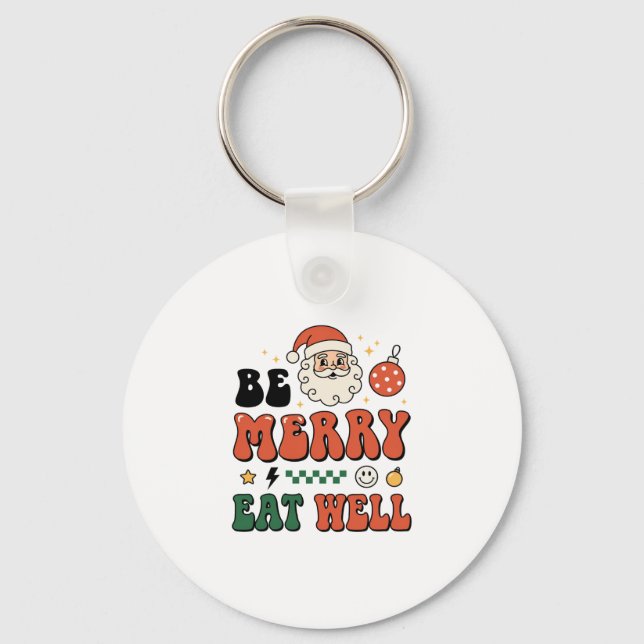 Julen Var Glad Ät Väl Jul Tomte Design Nyckelring (Framsida)