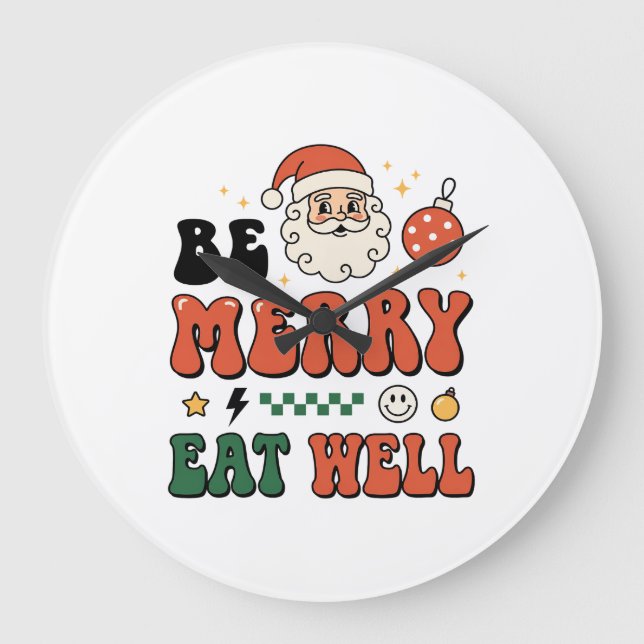 Julen Var Glad Ät Väl Jul Tomte Design Stor Klocka (Framsida)