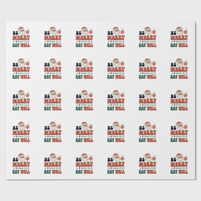 Julen Var Merry Ät Bra Santa Design Presentpapper (Platt)