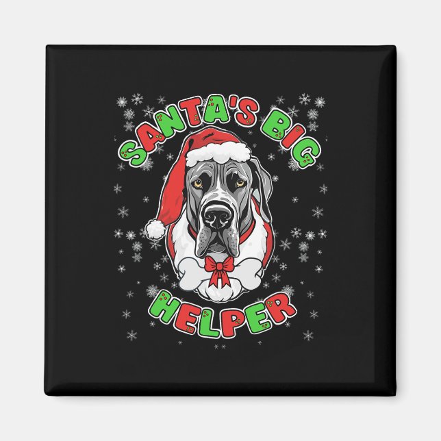Julen vid Big Helper Great dane Hund älskare Magnet (Framsidan)