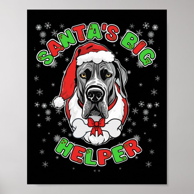 Julen vid Big Helper Great dane Hund älskare Poster (Framsidan)
