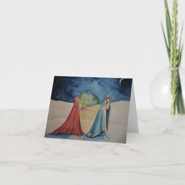 Julen vid lyktan tänder helgkort (Framsida)