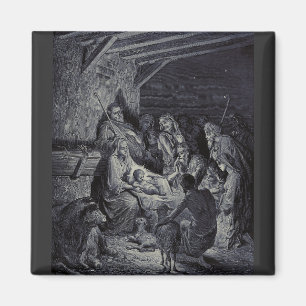 Julenatt av Gustave Doré Premium Victorian bläck Magnet