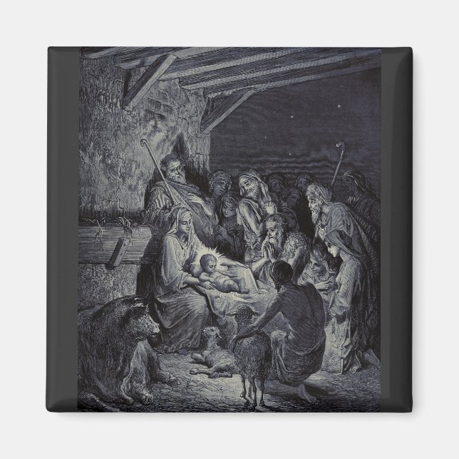 Julenatt av Gustave Doré Premium Victorian bläck Magnet (Framsidan)