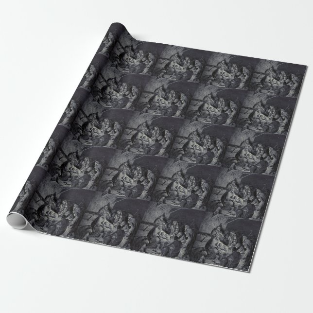 Julenatt av Gustave Doré Premium Victorian bläck Presentpapper (Utrullad)