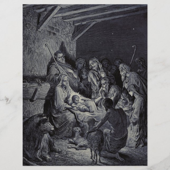 Julenatt av Gustave Doré Premium Victorian bläck Reklamblad (Framsidan)