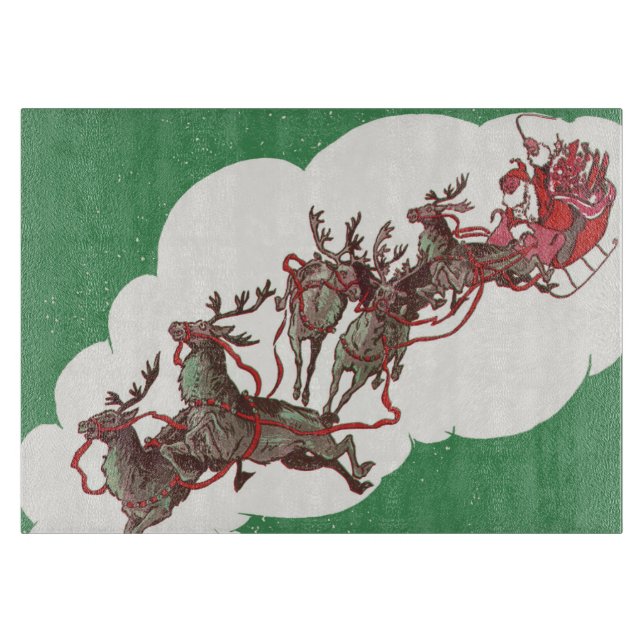 Julenatt i vintage-stil, Retro Jul tomten i släde (Framsidan)