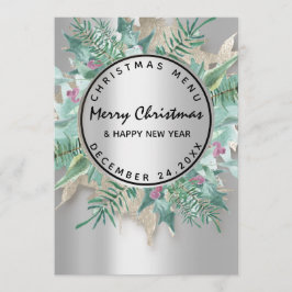 Julenatt Vintermeny Silver Blommotiv Meny