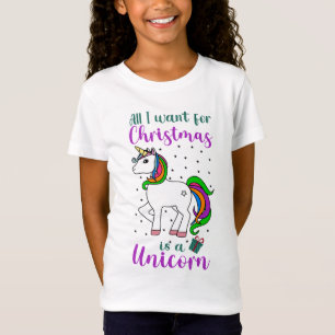 Julenhetlig Enhörning Magisk Regnbåge Grön Lila T Shirt