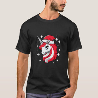 Julenhetshörning För Flickor Röd Tomtehatt Vinter  T Shirt