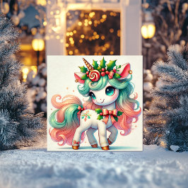 Julenhorn med röda band och sockerrör julkort