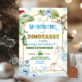 Julenhörningar och Dinosaurie Födelsedagsfirande Inbjudningar