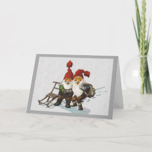 Julenisse Friends Sledding Helgkort
