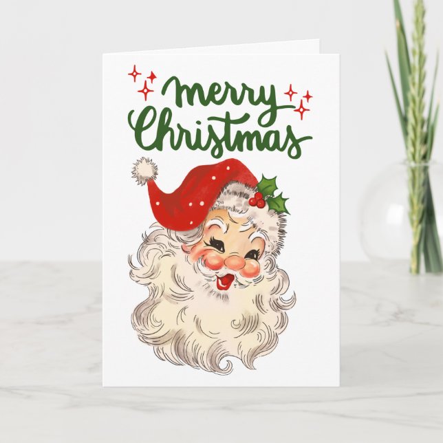 Julenisse God Jul familj högtid Helgkort (Framsida)