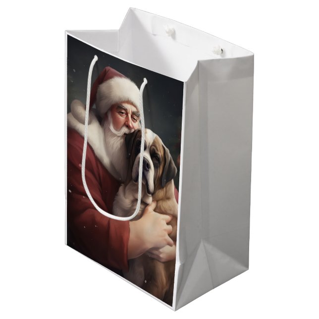 Julenlig Sankt Bernhard med Tomte (Framsidan Vinklad)