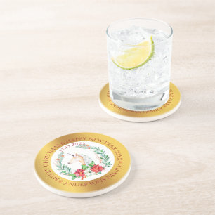 Julenmajs guld och vit gräns underlägg