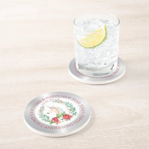 Julenmajs silver och vit gräns underlägg