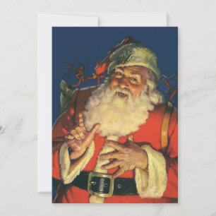 Julenöjd retro julfirande inbjudan med tomte