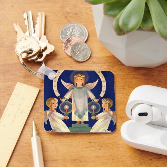 Julenostalgi, skandinaviska Santa Lucia-änglar Nyckelring (Skrivbord)