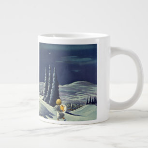 Julenostalgi, snöängel vandrar med en stjärna jumbo mugg