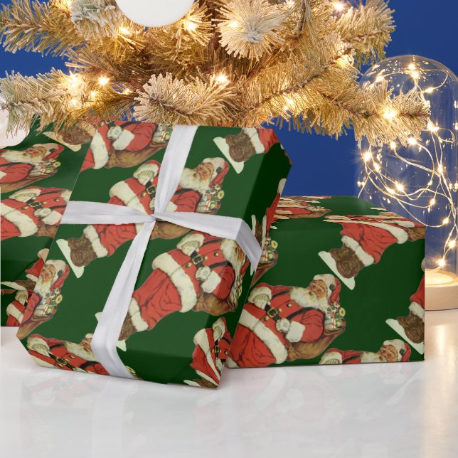 Julenostalgi, viktoriansk tomte med leksaker presentpapper (Helgdagar)