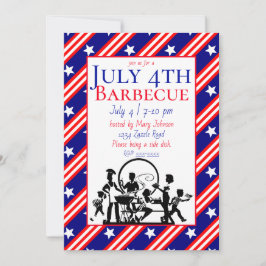 Julens 4:e barbecue Stars, Red, White Rand Inbjudningar
