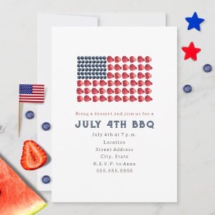 Julens 4:e BQ Cookout Flagga Cake Independence day Inbjudningar
