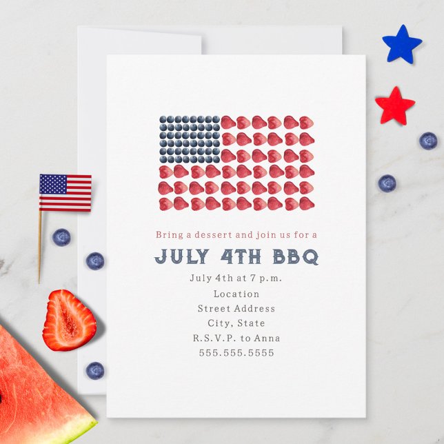 Julens 4:e BQ Cookout Flagga Cake Independence day Inbjudningar (Skapare uppladdad)