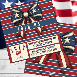 Julens 4:e Coquette Bow med Stars och stripes Part Julkort