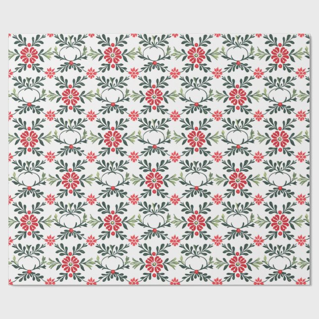 Julens Abstrakt Blommigt Presentpapper (Platt)