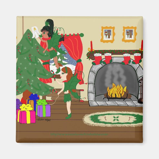 Julens Älvor Trimming av Träd Magnet (Framsidan)