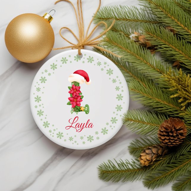 Julens Anpassningsbar - första familjen i Monogram Julgransprydnad Keramik (Initial Christmas Ornament)