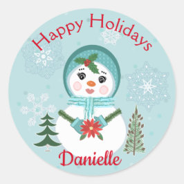 Julens Anpassningsbar Jolly Snö Woman Runt Klistermärke