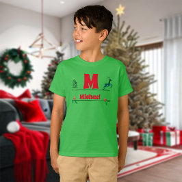 Julens Anpassningsbar Monogram och Namn Kids T Shirt