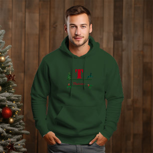 Julens Anpassningsbar Monogram och Namn Manar Hoodie
