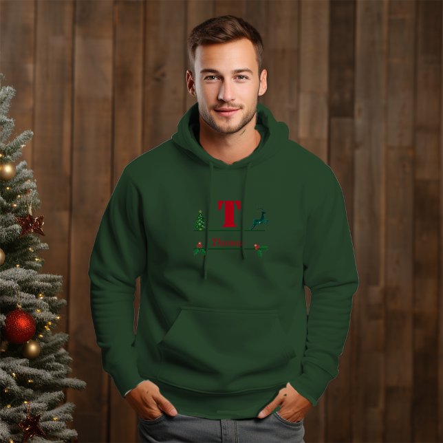 Julens Anpassningsbar Monogram och Namn Manar Hoodie (Skapare uppladdad)