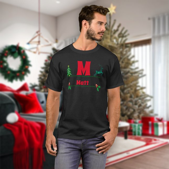 Julens Anpassningsbar Monogram och Namn T Shirt (Skapare uppladdad)