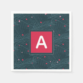 Julens Anpassningsbar Monogram Red Grönt Helgdag Pappersservett