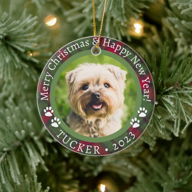 Julens Anpassningsbar Pet Photo Namn Year Ornament (Träd)