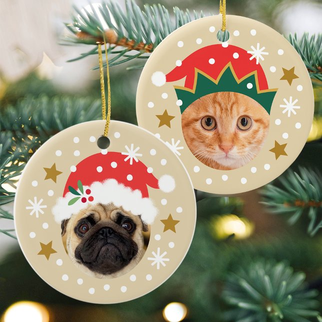 Julens Anpassningsbar Photo Cute Santa Elf Funny B Julgransprydnad Keramik (Skapare uppladdad)