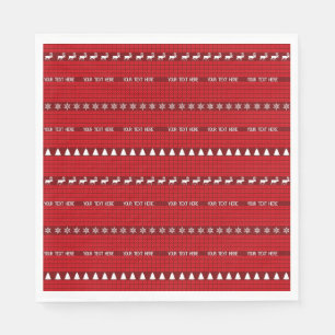 Julens Anpassningsbar Text Red White Knitten Sweat Pappersservett