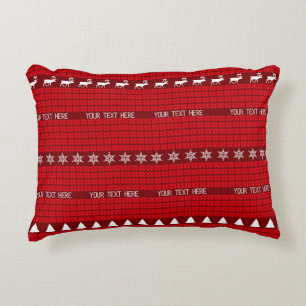 Julens Anpassningsbar Text Red White Knitten Sweat Prydnadskudde