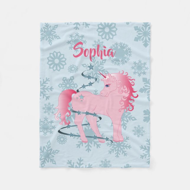 Julens Anpassningsbar Unicorn Rosa Girl Girl Girl  Fleecefilt (Framsidan)