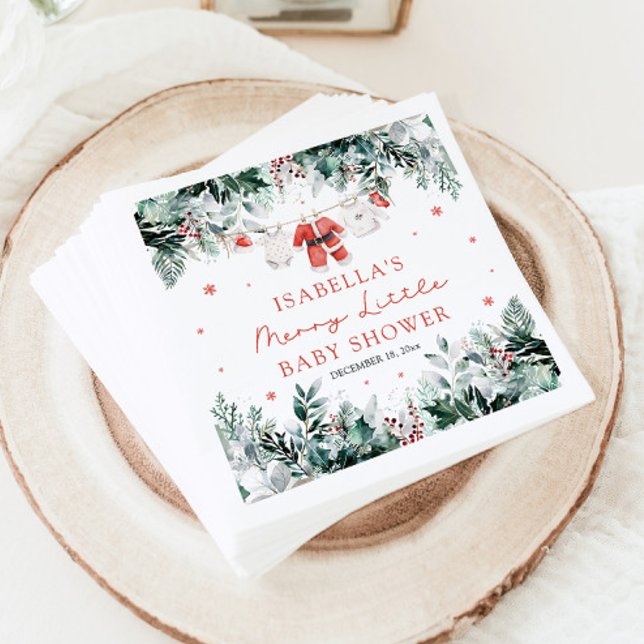 Julens Barnkläder Merry Little Baby Shower Pappersservett (Skapare uppladdad)