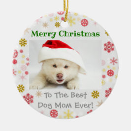 Julens bästa Hund Mamma någonsin Foto Julgransprydnad Keramik