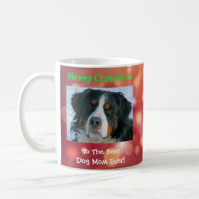 Julens bästa Hund Mamma någonsin Pet Photo Kaffemugg (Vänster)