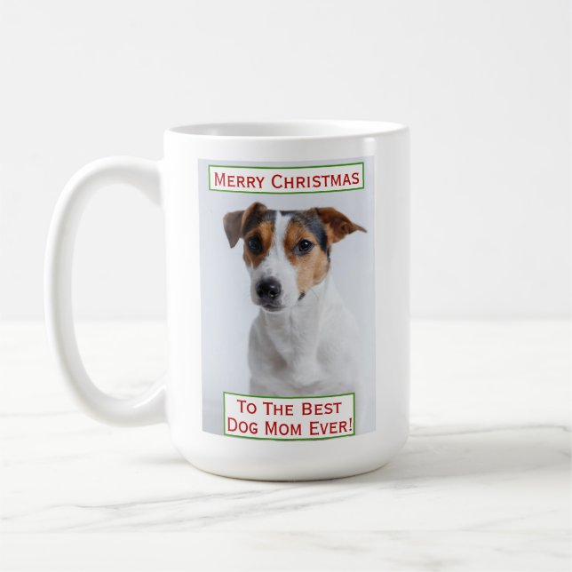 Julens bästa Hund Mamma någonsin Pet Photo Kaffemugg (Vänster)